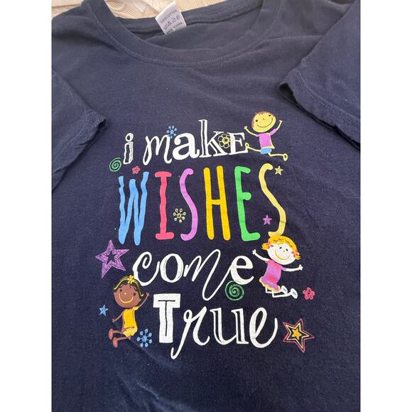 Lot of 2 T-shirts Size Large Navy blue I make Wishes Come True  1 cotton 1 poly - Picture 2 of 9